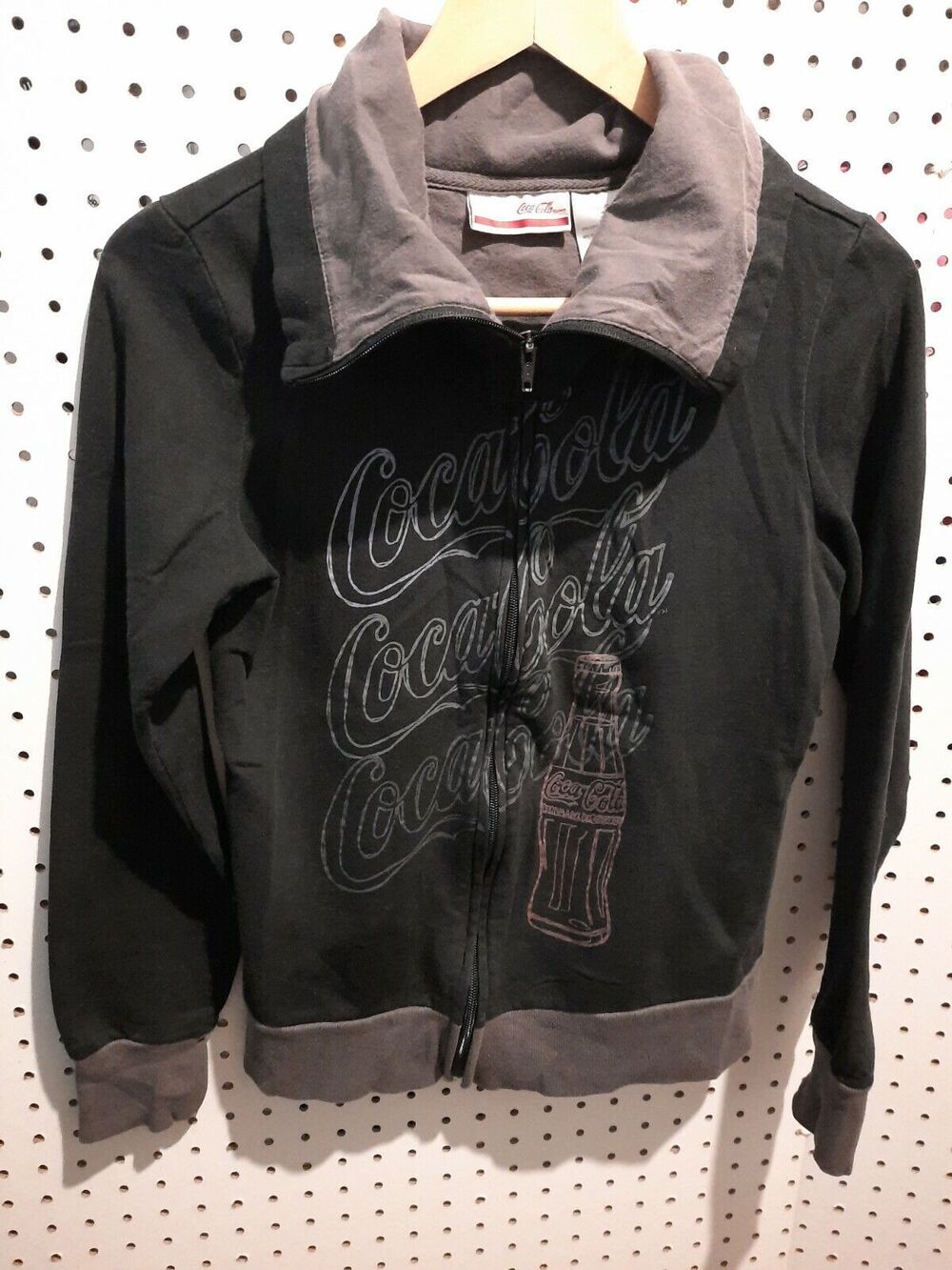 Coca Cola Sweater Black Youth Juniors Medium Zip